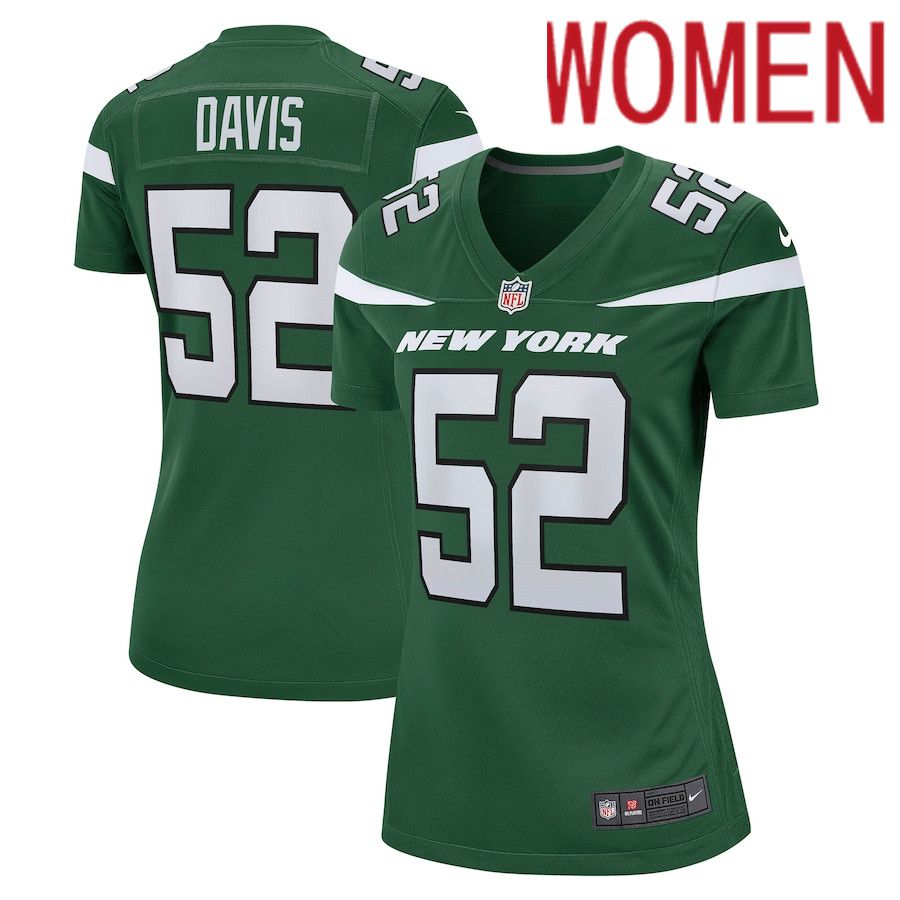 Women New York Jets #52 Jarrad Davis Nike Gotham Green Game NFL Jersey->women nfl jersey->Women Jersey
